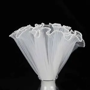 Papel de envoltura de ramas con bordes de perlas, papel de envoltura de flores de malla, papel de malla de envoltura de ramo, malla de onda arrugada, día de San Valentín 10 mejores papel de regalos de ventas - №7