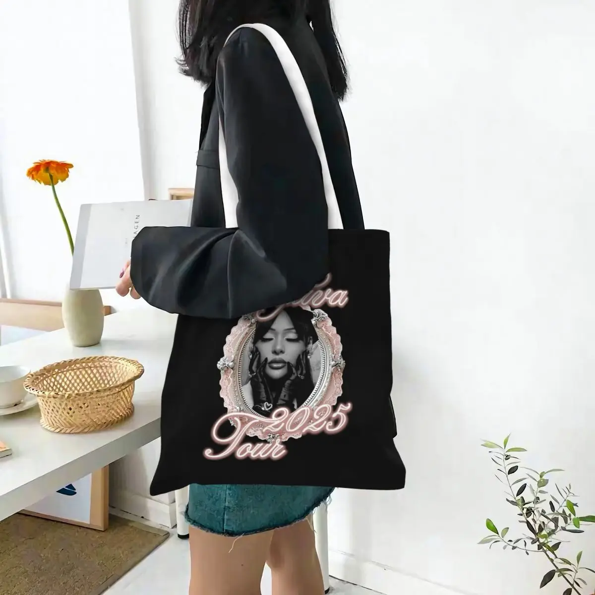 Vintage Frame Ayliva Die Tour Shopping Bags Canvas The Tote Bag Folding for Women Shoulder Tote Travel Handbag