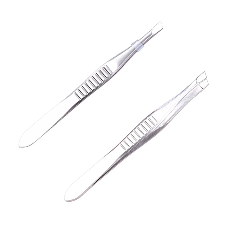 2 Stuks Rvs Bevel Wenkbrauw Clip Ontharing Gezicht Wenkbrauw Klem Pincet Makeup Tools (Willekeurige Kleur)