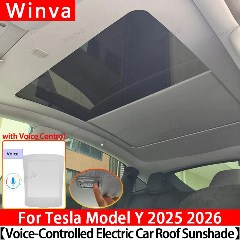 

Smart Voice-Activated Electric Sunshade for Tesla Model Y Juniper 2025 2026 – UV Reflector Panoramic Roof Sun Visor Accessories