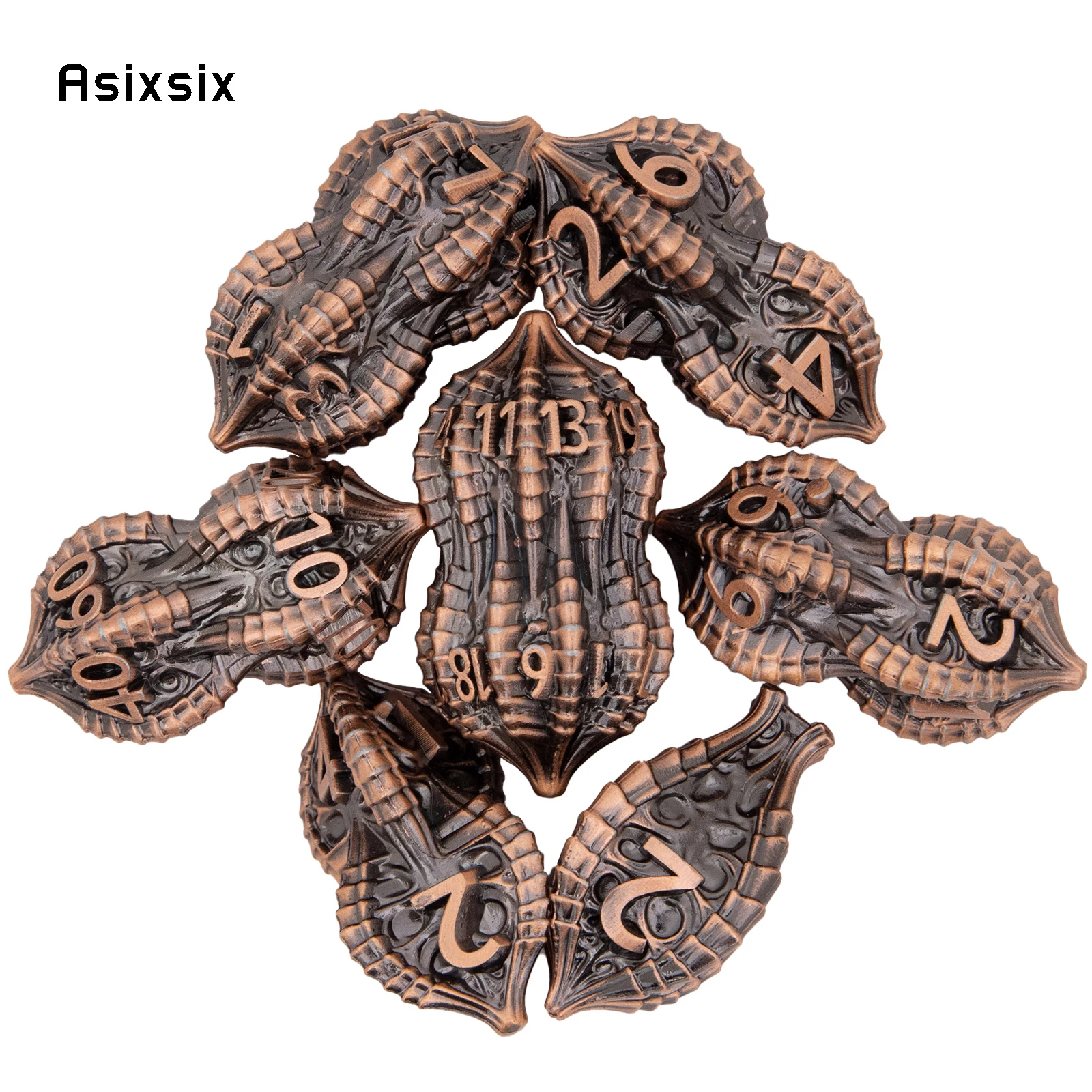 

Набор из 7 металлических игральных костей (красно-черные, в форме цветка/арахиса, полые) – идеально подходят для карточных и настольных игр, таких как Critical Role, RPG, D&D