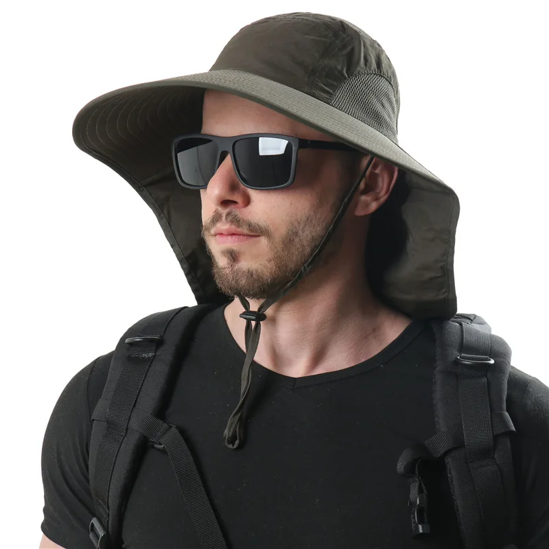 Outdoor Fisherman Hat Men Women Summer Quick Drying Neck Protection Bucket Hats Anti-UV Sun Hat Breathable Fishing Hunting Caps