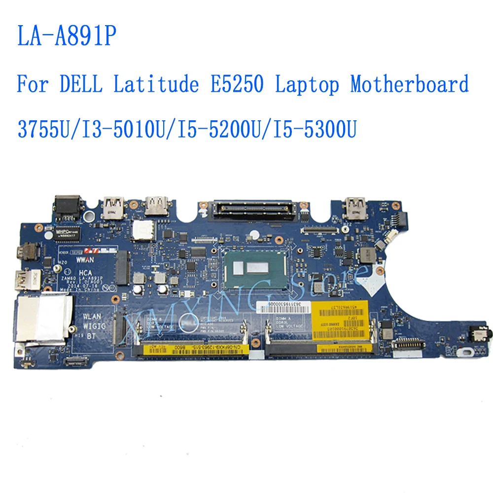 

FULCOL For DELL Latitude E5250 Laptop Motherboard 3755U I3 I5 CPU LA-A891P CN-07WRRW 07YH0R 0C82TW 08FKX9 Tested 100% work