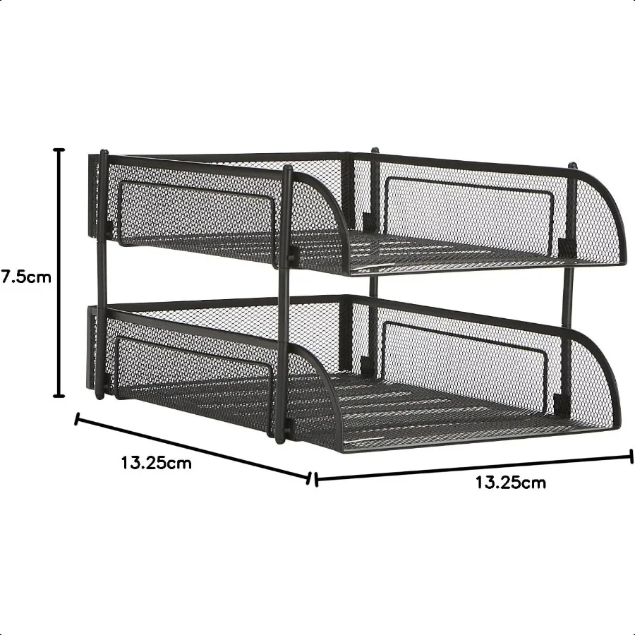 Mind Reader Штабелируемый лоток для бумаги Настольный органайзер для хранения файлов Офисная металлическая сетка 10,5 л x 13,25 В x 7,5 В 2 шт. Черный