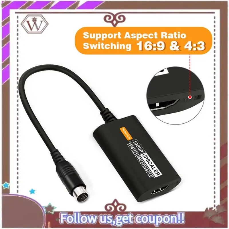 ABBG-For Sega SS Saturn - محول متوافق Saturn 16:9/4:3 محول S-Video 1080P