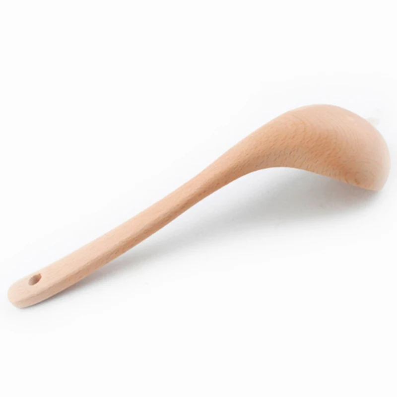 2 Pcs Kitchen Cooking Straight Handle Wooden Wood Soup Scoop Spoon Ladle,Not Hurt The Soup Spoon