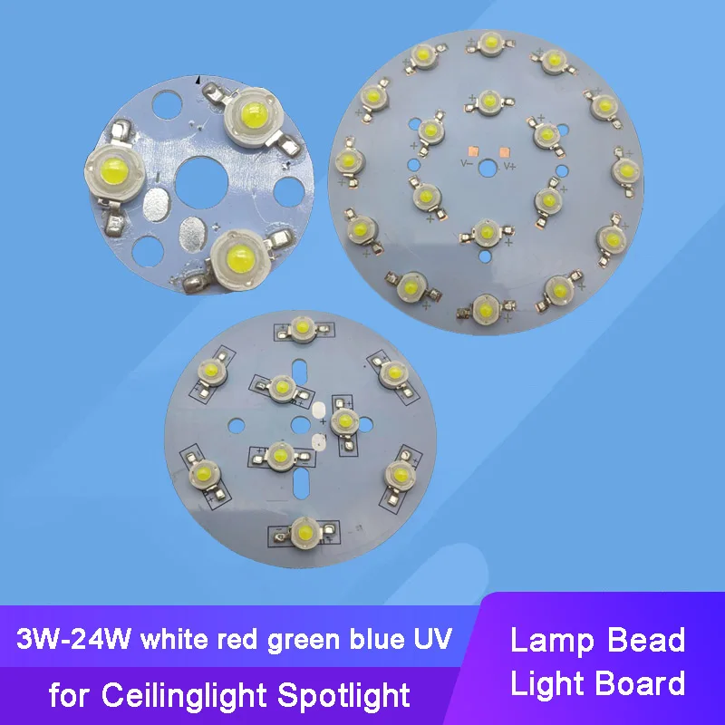 High Brightness LED 3W - 24W White Red Blue Green Pink Lamp Bead Light Board Bulb Round Light Source