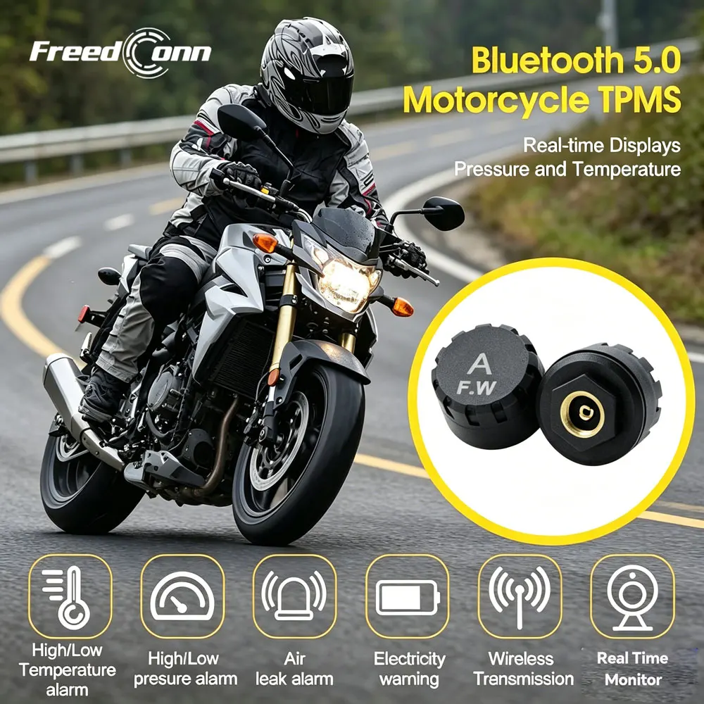 Freedconn TPMS Motorcycle Tire Sensors - usage example