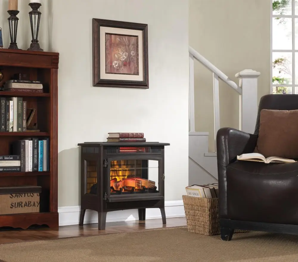 duraflame Freestanding Electric Fireplace Stove Heater with 3D Flame Effect for 1,000 Sq. Ft, Bronze