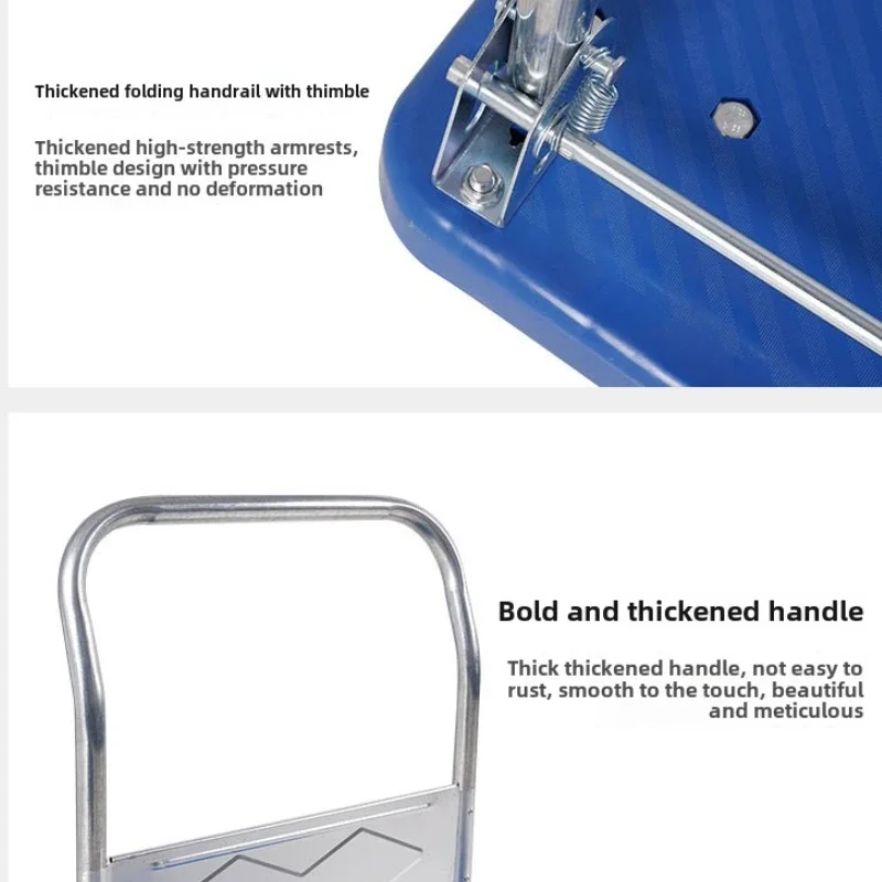 Carrello a mano pieghevole, piccolo carrello cargo, rimorchio da magazzino, carrello della spesa silenzioso portatile a quattro ruote, movimentazione del camion a pianale