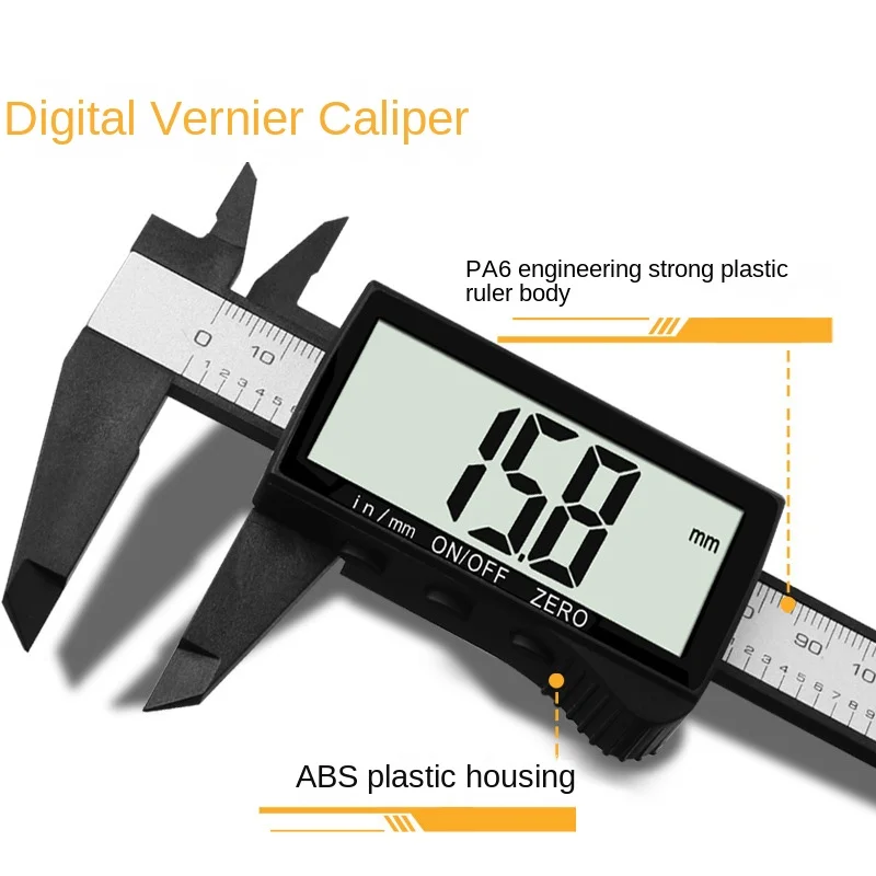 Electronic Caliper - Portable Digital Vernier Caliper Home DIY Plastic Measuring Tool for Outer/Inner Diameter Depth Measurement