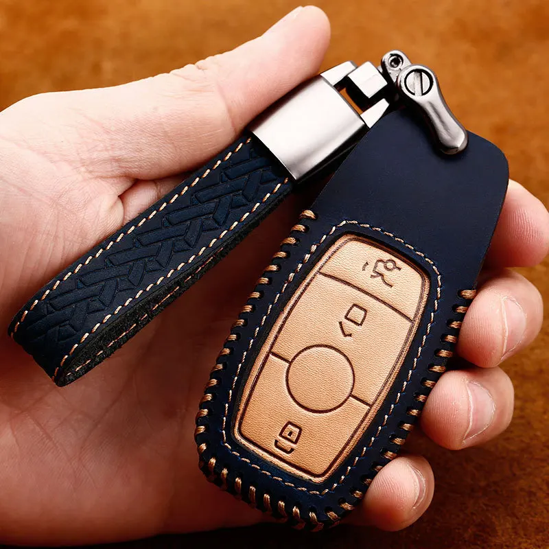 

For Mercedes-Benz Genuine Leather Key Fob Cover for E300L/C260L/C200L/GLA/GLC/GLB200/A180L Premium Anti-Scratch Key Case
