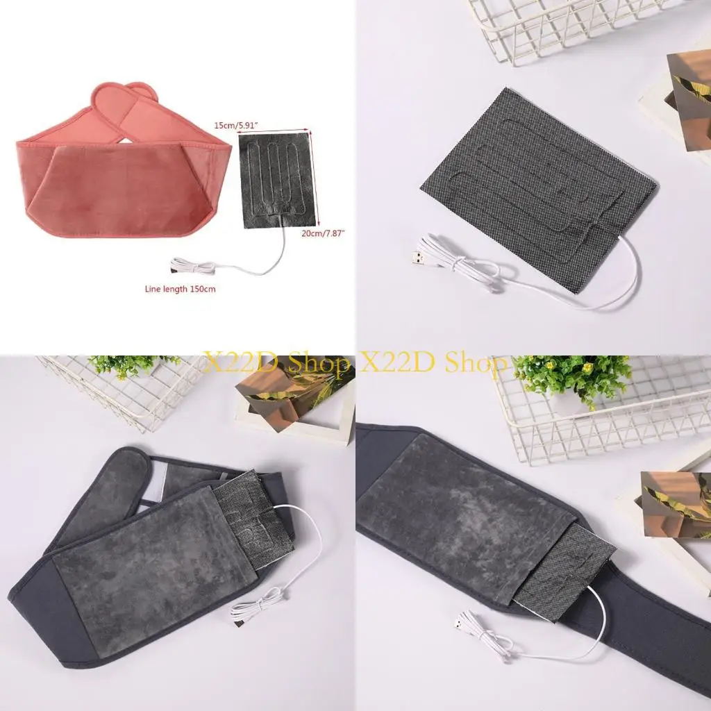 

X22D USB Electric Heating Belt Therapy Waist Massage Back Support Thermal Pad Warmer Lower Back Relief