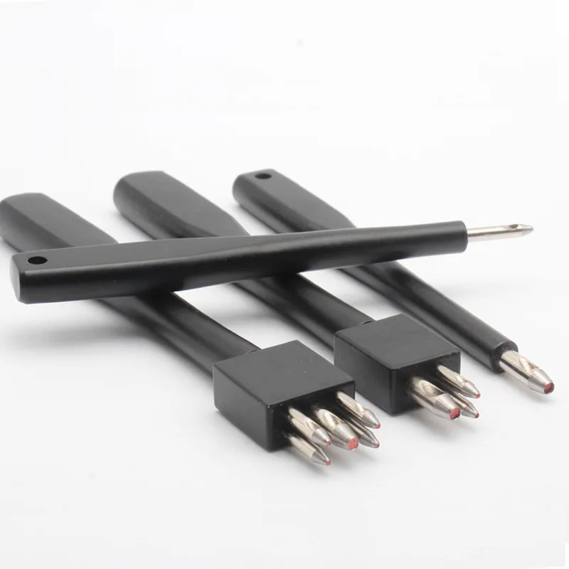 Leather Tools Round Row Punch Black Steel Sharp Multihole Pattern Round Cut Handmade DIY Leather Watchband Punching Strap Suture
