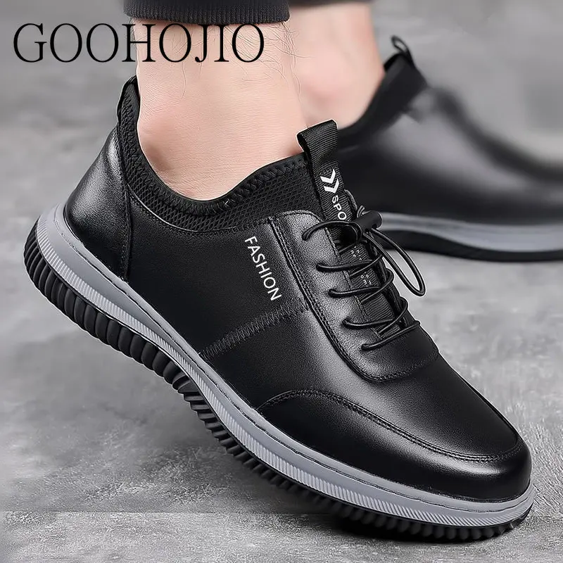 UP Leather Shoes Men Casual Shoes Soft Men Business Flats Men Breathable Light Non-slip Driving Shoes Lace-up Wear-resistant