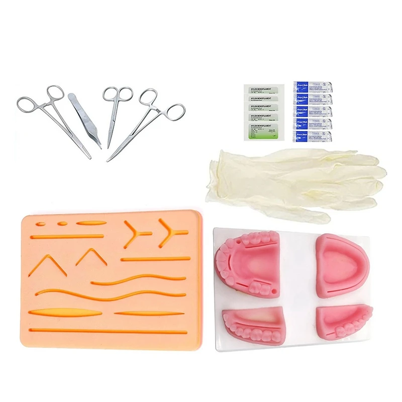 

Oral Suture Training Module Kit With Skin Suture Module ,Portable Silicone Pad-And Threads-Stainless Tool