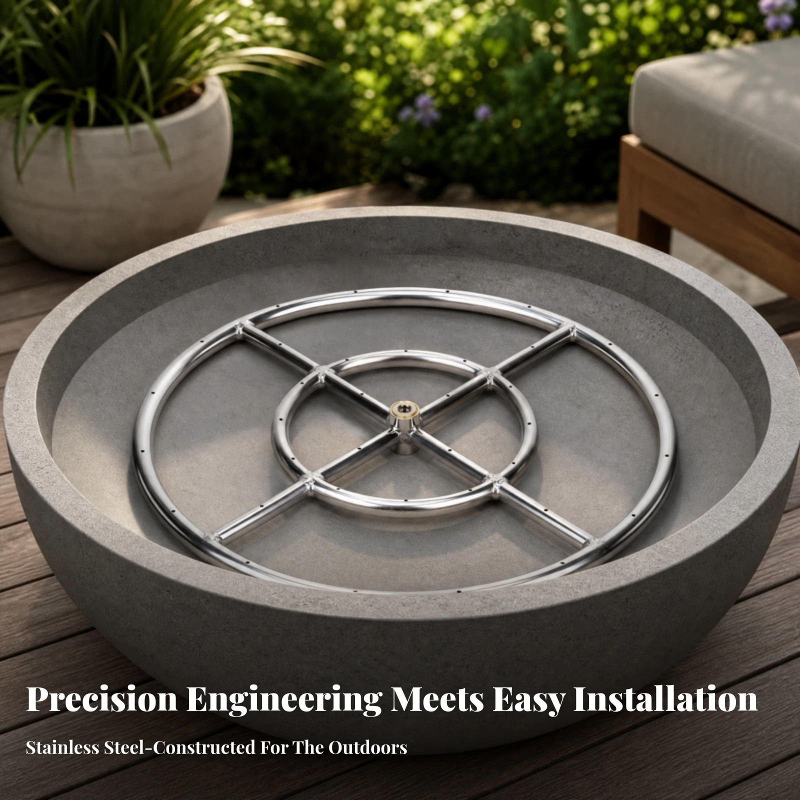 18-Inch Fire Burner Outdoor Stainless Steel Double Fire Gas Burner Polished Finish for Patio Entertaining