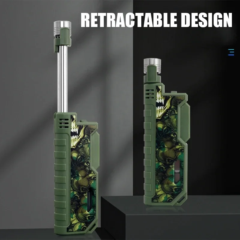 Retractable Lighter Windproof Blue Flame Safety Lock Design Visual Gas Window Adjustable Flame Size Ignition Tool