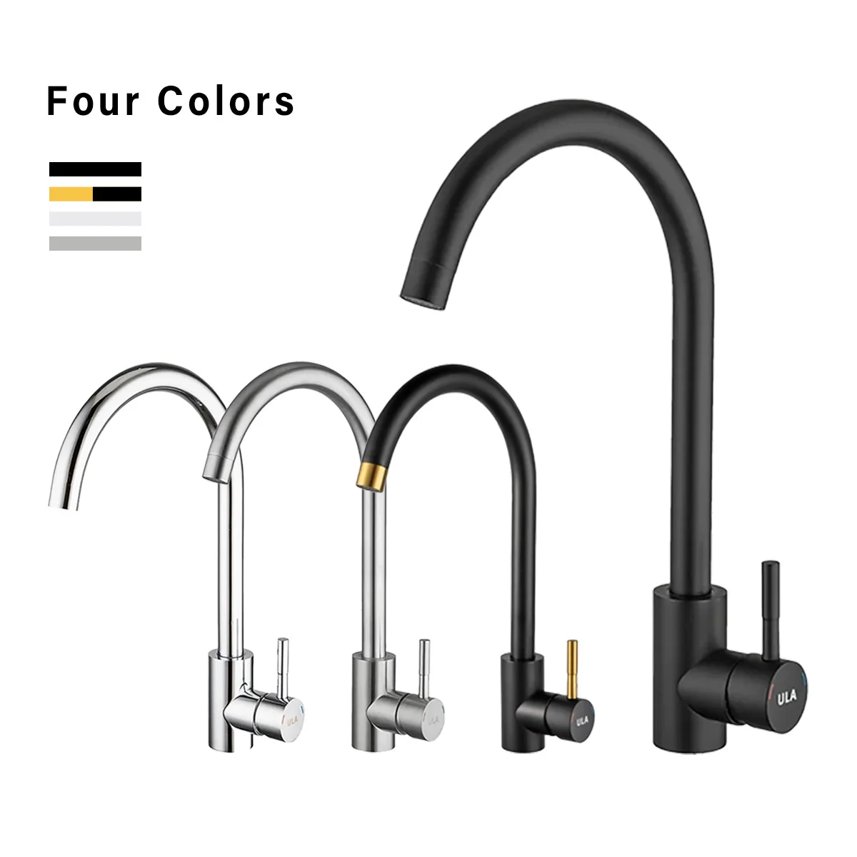 304 Stainless Steel Kitchen Faucet Cold Hot Water Mixer Tap Single Handle Sink Faucet 360° Rotatable Kitchen Sink Tap