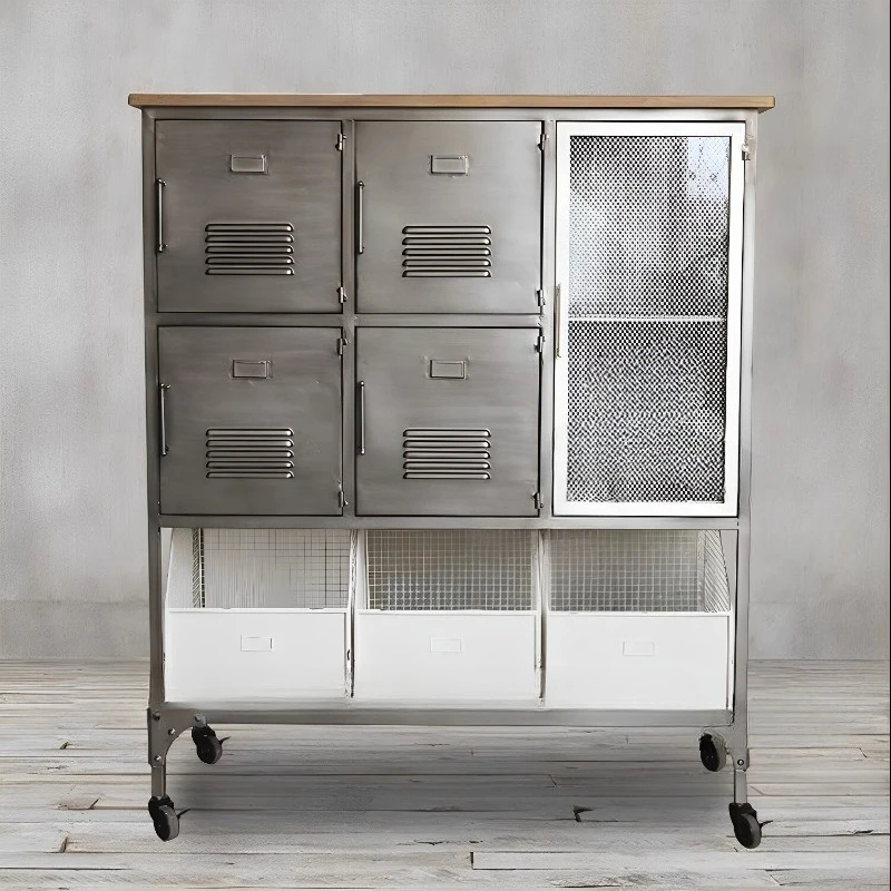 

Glass Door Dining Side Retro Old Wrought Iron Shoe Storage Cabinet Toy Special Storage