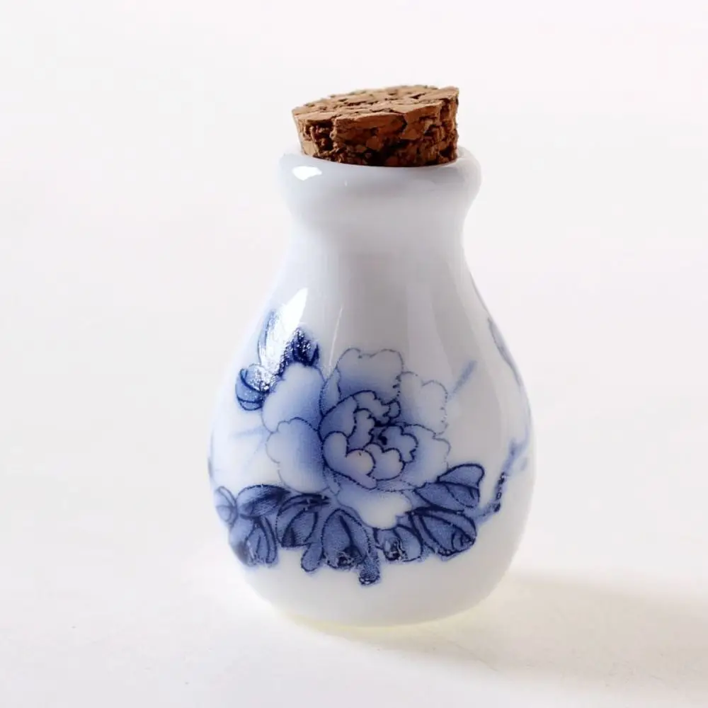 Bottiglia di polvere liquida glitterata modello vintage peonia gazza Mini tazza portatile in ceramica con coperchio in legno per donna