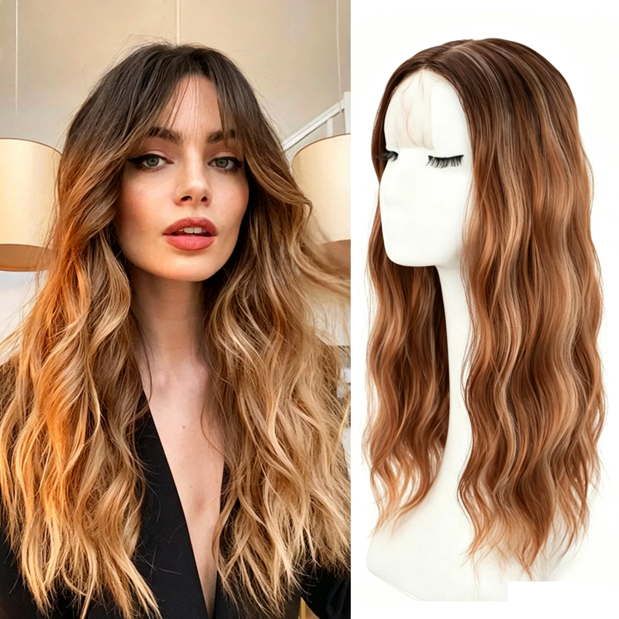 20inch Hair Topper for Women with Thinning Hair Synthetic Wavy Toppers Hair Pieces Large Base Wiglets Ladies Clip in Hair