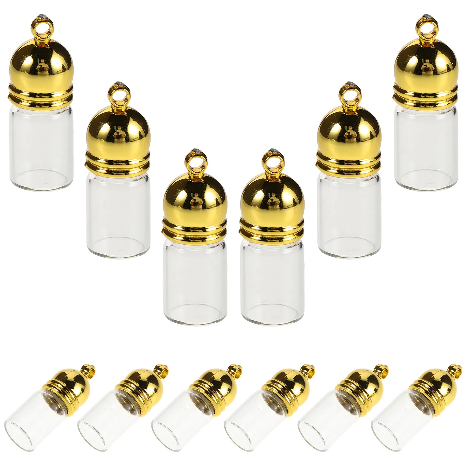 12Pcs Glass Bottle Pendants Mini Vial Necklace Pendant Refillable Perfume Bottle Charms Essential Oil Keychain Jewelry Making
