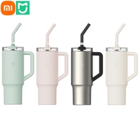 Xiaomi Mijia 1L Straw Cup 316L Stainless Steel Inner Silicone Tritan Straw 6h Heat Keeping Portable Sports Water Cup Kettle
