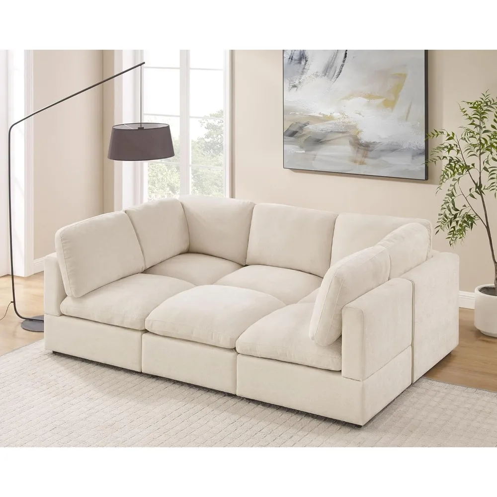 

121" Modular Sectional Sofa, Convertible Sofas Couch Modular Sectional with Ottoman, Sectional Sofas