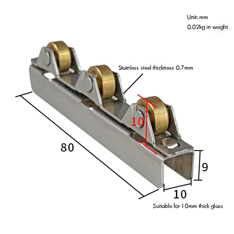 4 قطعة/المجموعة باب من الزجاج بدون إطار و نافذة بكرة مع 3 عجلات النحاس ل 8-10 مللي متر سميكة الزجاج ، انزلاق زجاج الباب الأسطوانة الجمعية #6