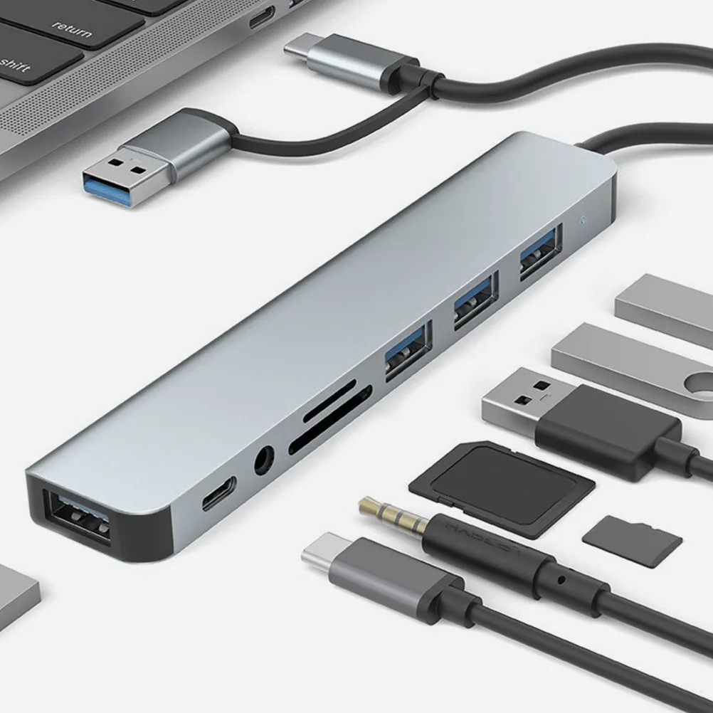 

USB-хаб Type-C из алюминиевого сплава, многопортовый адаптер для быстрой передачи данных, расширение USB-порта для зарядки ноутбуков