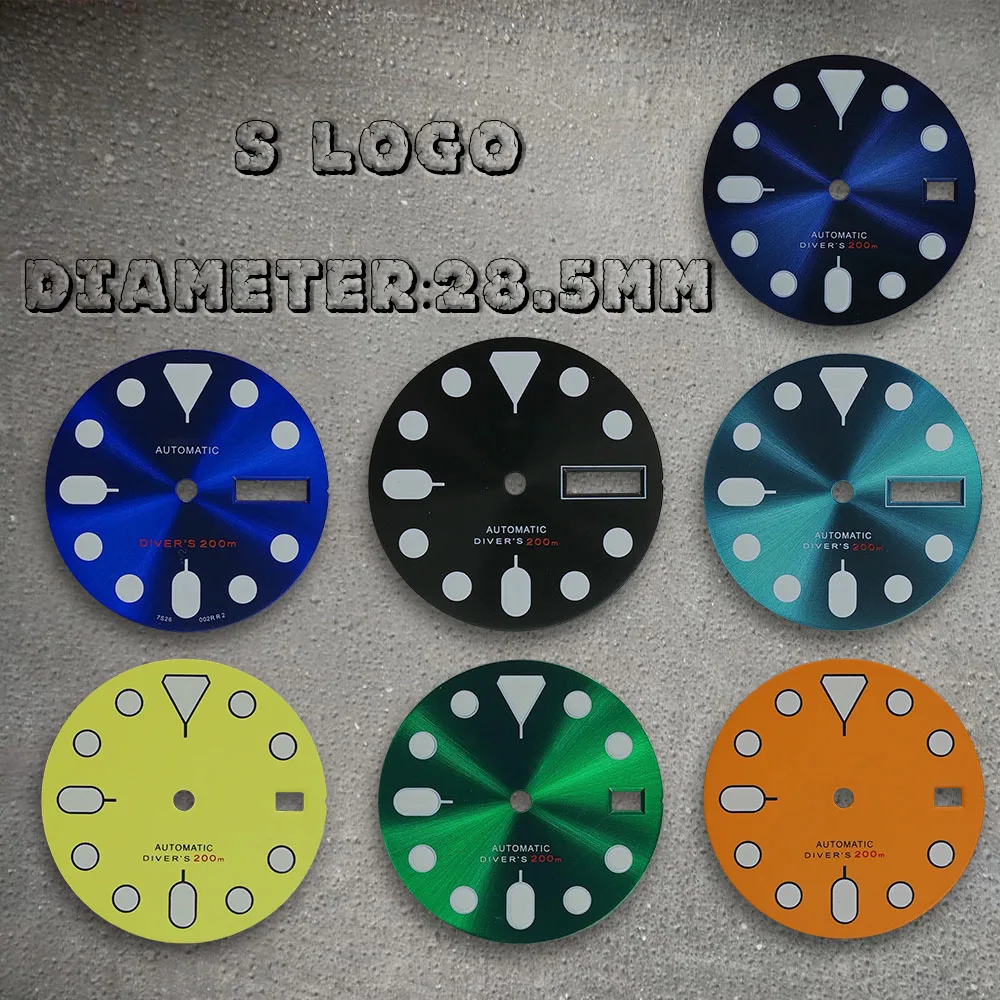 

high-quality 28.5mm S Logo for NH35/NH36 Movements SKX007 Dial Green Luminous Matte/Sunray Dial Watch Modification Accessories ﻿