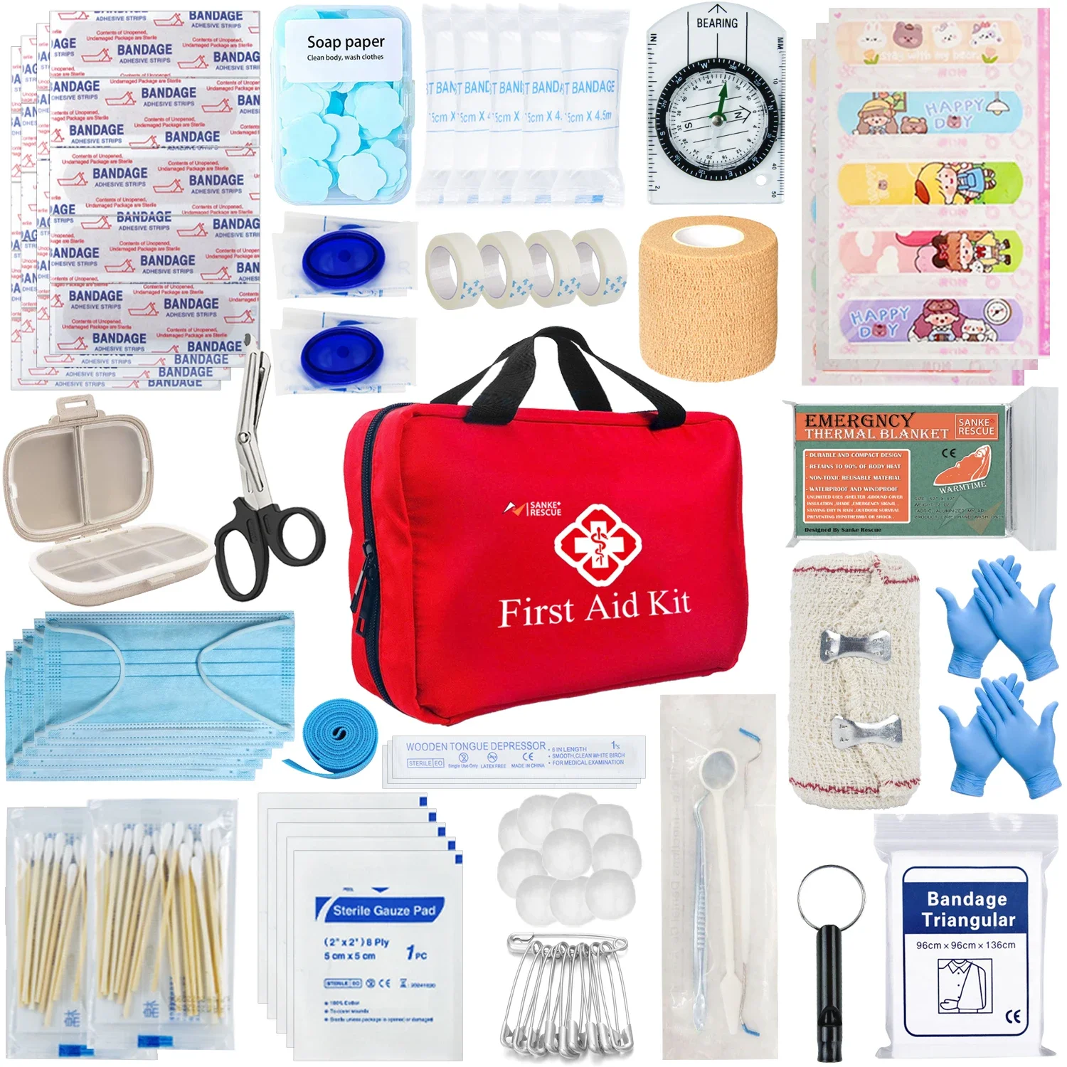 330 Piece First Aid Kit Home Care Waterproof Compact Trauma Medical Kits for Emergencies Home Car Travel Outdoor Camping Hiking