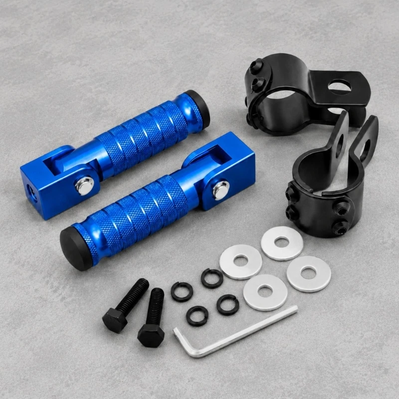 Aluminum Motorcycle Footrests with Circumferential Grooves, Left and Right Pegs for Defined Rear Passenger Placement