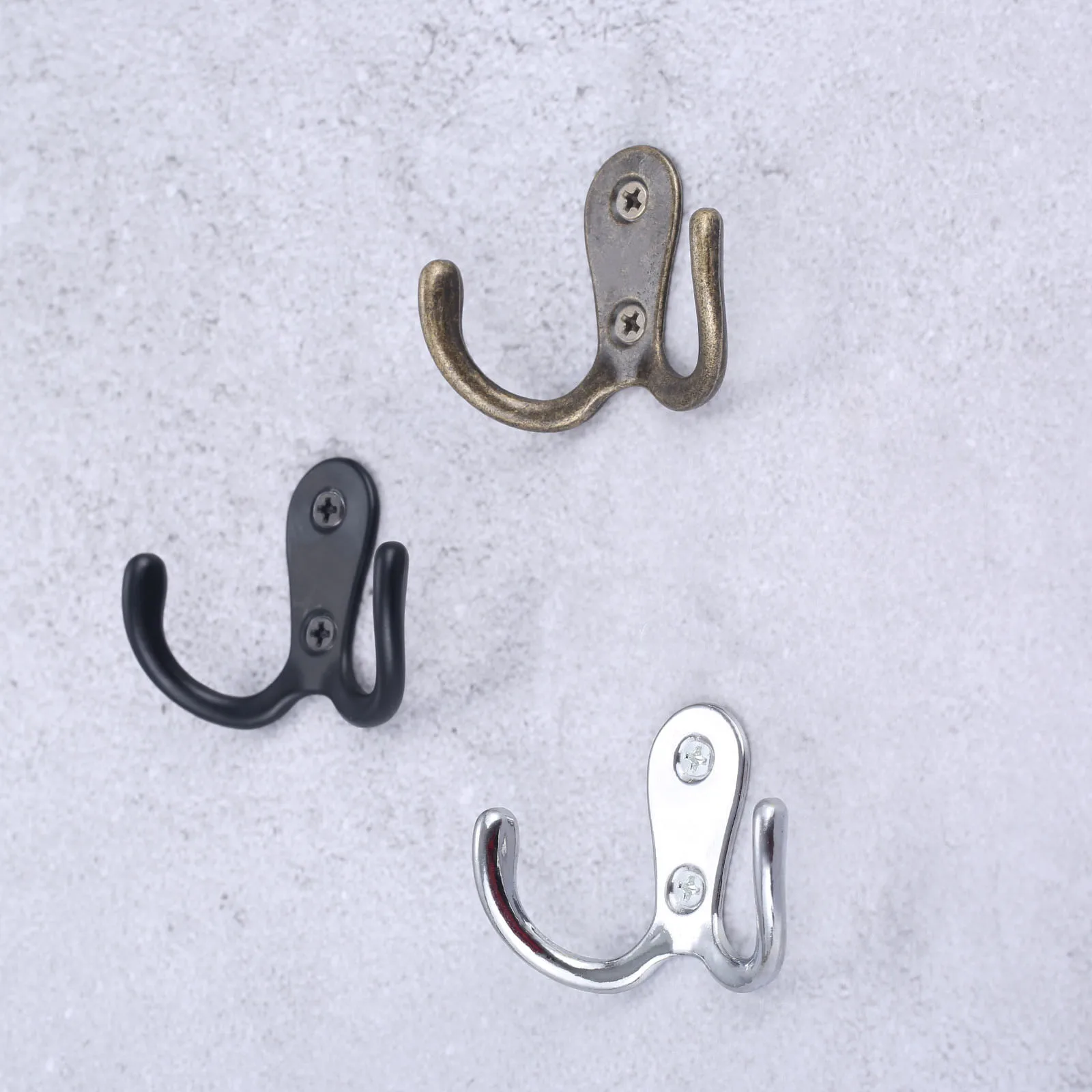 4 Pcs Wall Mounted Coat Hooks Bathroom Kitchen Anitque Racks 2 Hole Decor 2-Pronged Clothes Towel Hanger Key Holder with Screws