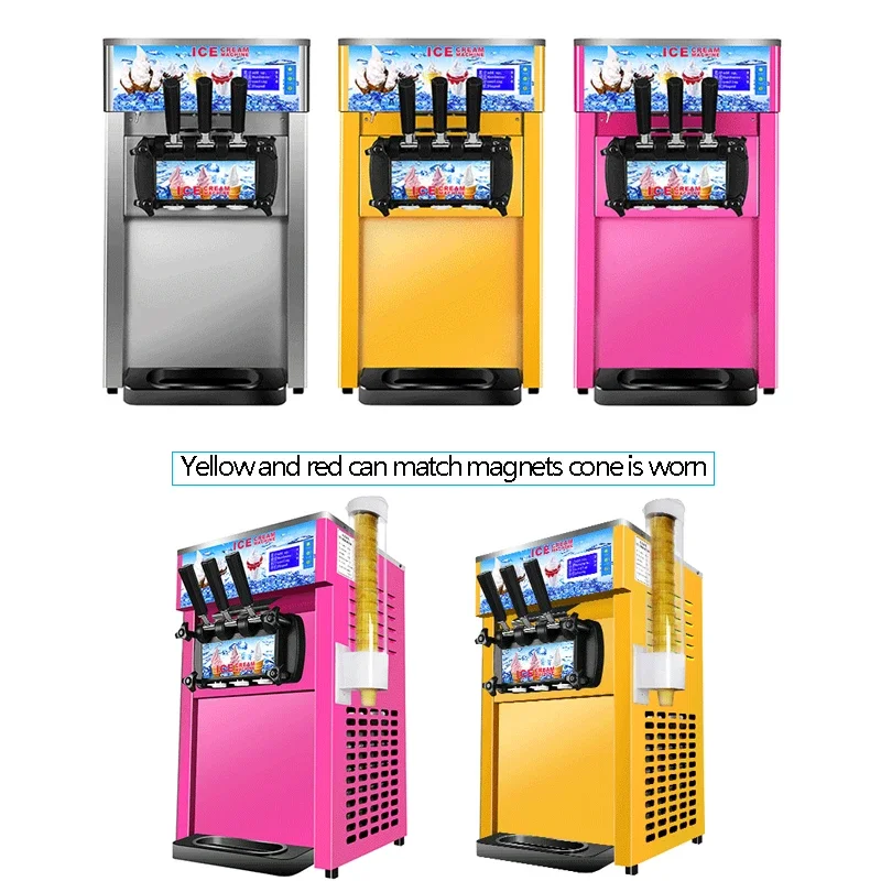 Ice Cream Maker 16-18L/H Automated 3 Flavors Yogurt Ice Cream Making Commercial Soft Serve Ice Cream Machine for Business