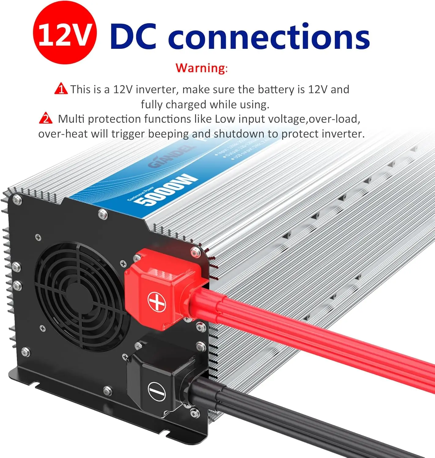 Przetwornica mocy 5000 W ETL UL458 Przetwornica z certyfikatem 5000 W konwertuje 12 V na 120 V z zaciskiem twardym 40 A