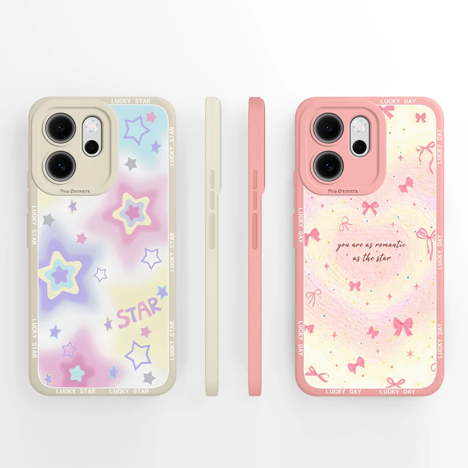 For Oppo Reno 14 Pro 14F 14FS 5G Cases Round Moon Flower Drop-Resistant Portable Silicone Bumper For OppoReno14F Reno14Pro Funda