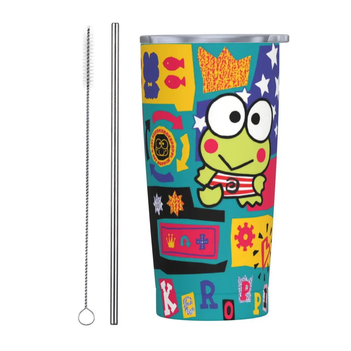 

Cartoon Keroppi Frog Tumbler Vacuum Insulated Coffee Cups Stainless Steel Travel Outdoor Mugs 20oz