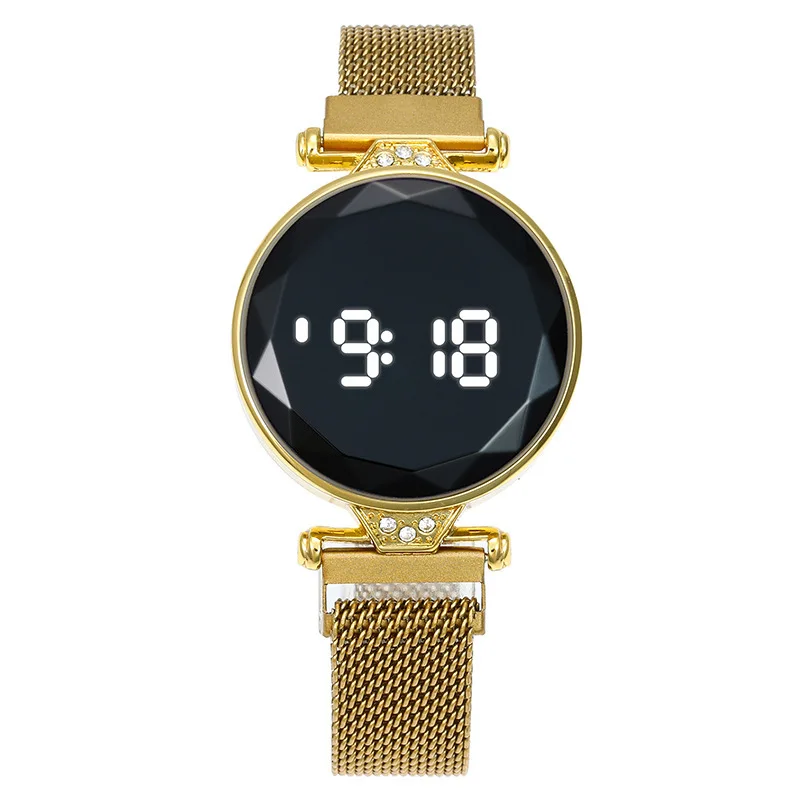 Reloj Mujer 2020 Fashion Touch Screen Led Digital Watches Women Gold Watches Mesh Band Magnetic Buckle Electronic Wristwatches