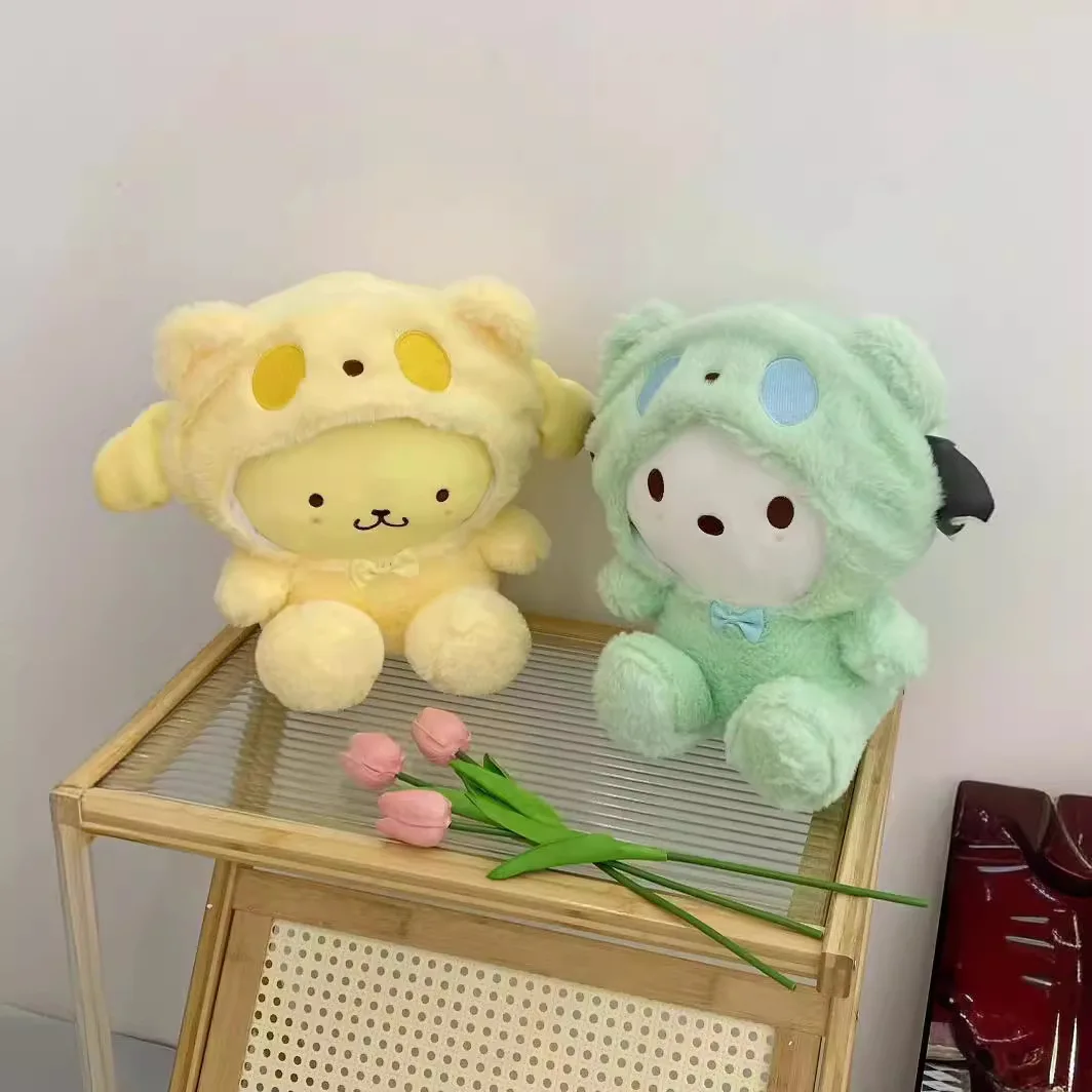 Transformando-se em Urso Branco, Boneca Cinnamoroll, Cachorro Kuromi Pacha, Brinquedo de Pelúcia Sanrio, Presente de Aniversário Infantil