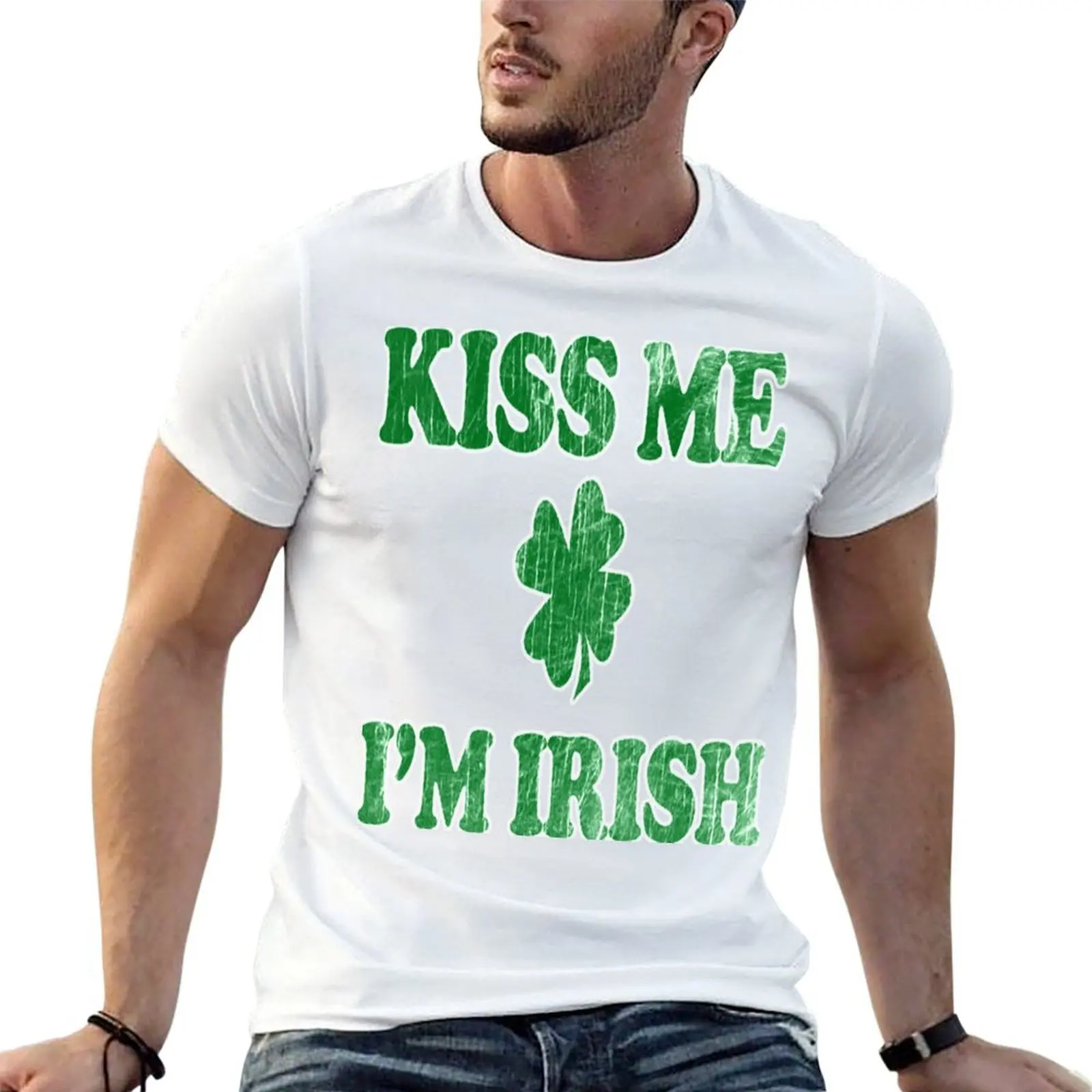 

KISS ME IM IRISH T-Shirt man t shirt cotton t shirt men 100% cotton luxury brand T-Shirt