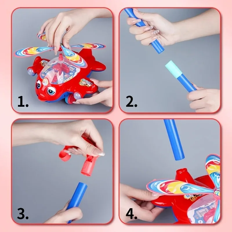 Cartoon Airplane Toy Trolley Educational Toy for Kids Toddler Children Children's Learning Walking Hand Push Aircraft Toy Push