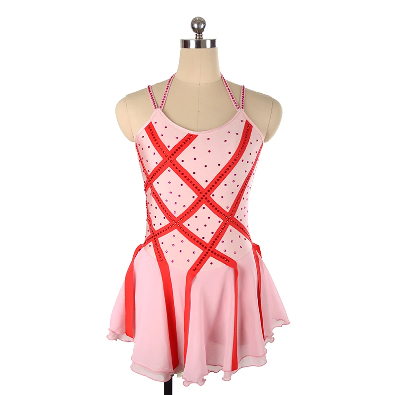 Women's Children's Rhythmic Gymnastics Dance Light Pink Performance Clothes Figure Skating Competition Custom Clothing Dress