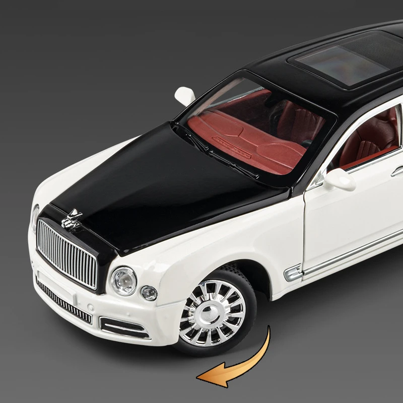 1:24 Mulsanne Alloy Luxy Car Model Diecasts & Toy Vehicles Metal Car Model Simulation Sound and Light Collection Childrens Gifts