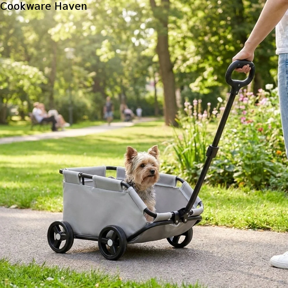 Pulleys Telescopic Handle Portable Dog Stroller Large Capacity Durable Shopping Cart 4 Wheels Outdoor Travel Cart Cats