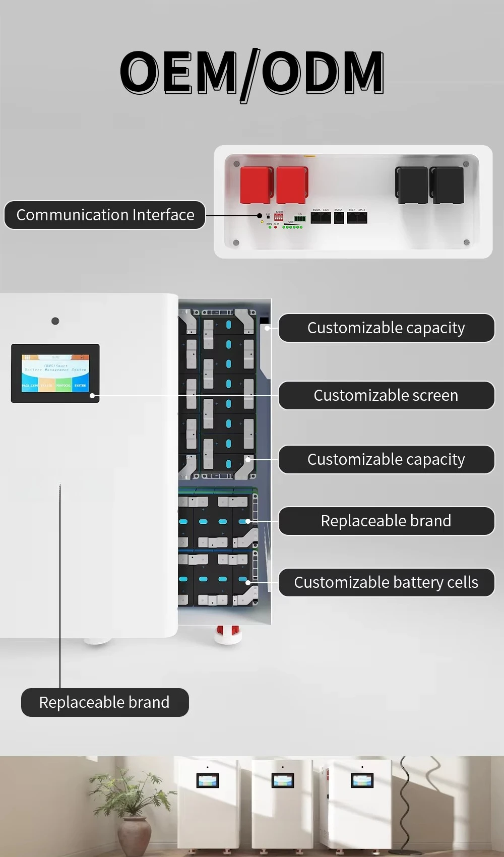 GreenPower IP20 Водонепроницаемый пылезащитный Powerwall 51,2 В 600 Ач 628 Ач Ess 30 кВтч 32 кВтч Luxpower литиевая батарея Солнечная батарея Lifepo4