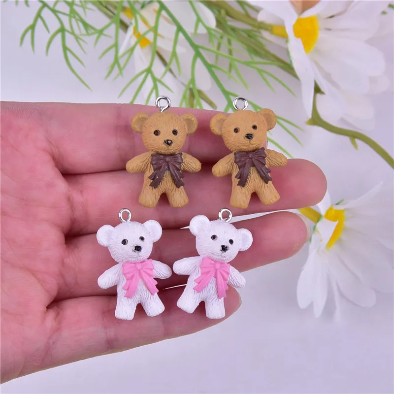 

10pcs/pack Cartoon Bow Bear Resin Charms for Kid Earring DIY Fashion Jewelry Accessories