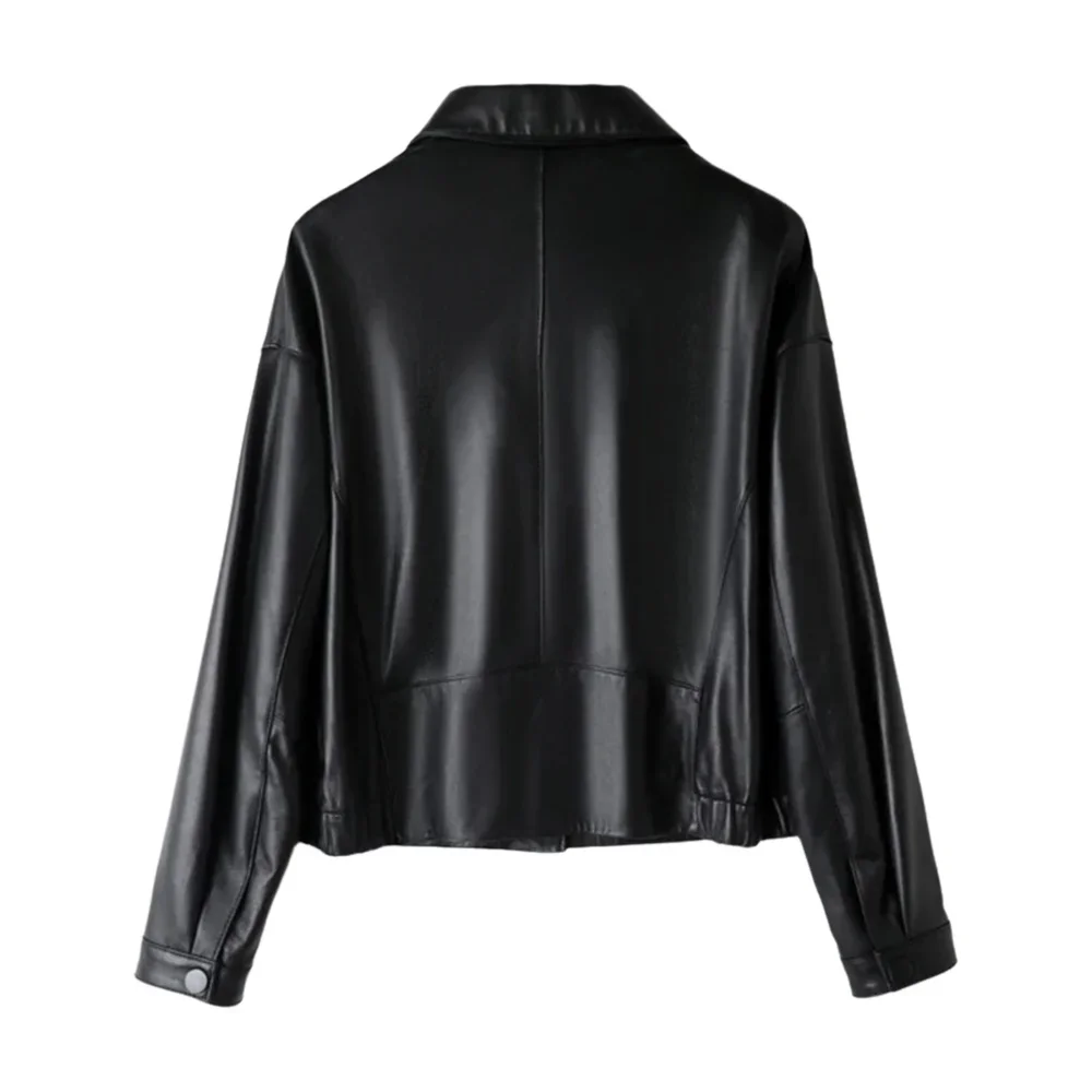 100% Echte Lederen Jassen Tops voor Vrouwen Lente Casual Single-breasted Zwart/Koffie Vrouwelijke Eerste Laag Schapenvacht Jassen