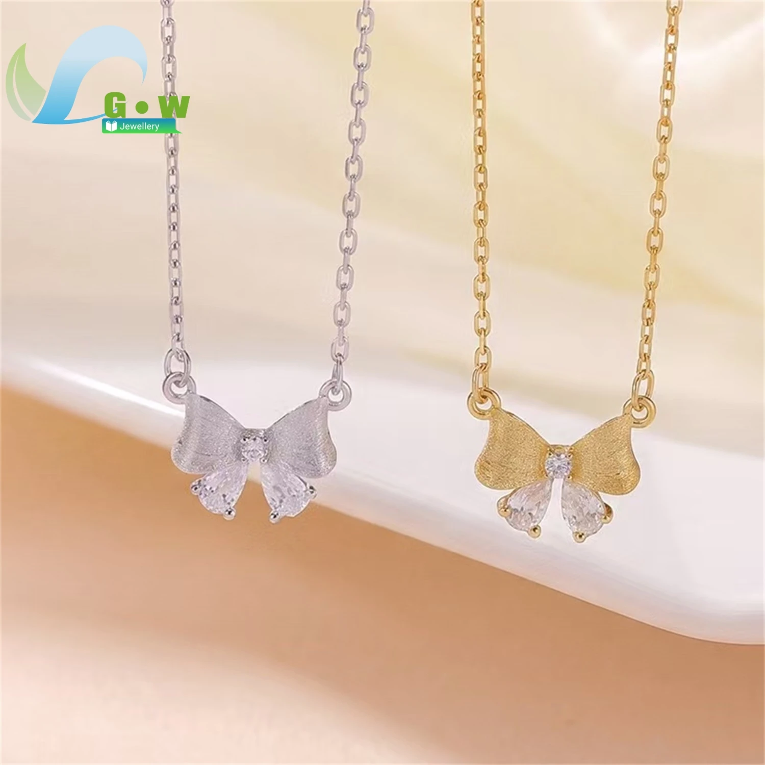 Bow Necklace Women Delicate Collarbone Chain Gentle Versatile Silver Set Elegant Jewelry Charm Gift For Her Girlfriend Wife